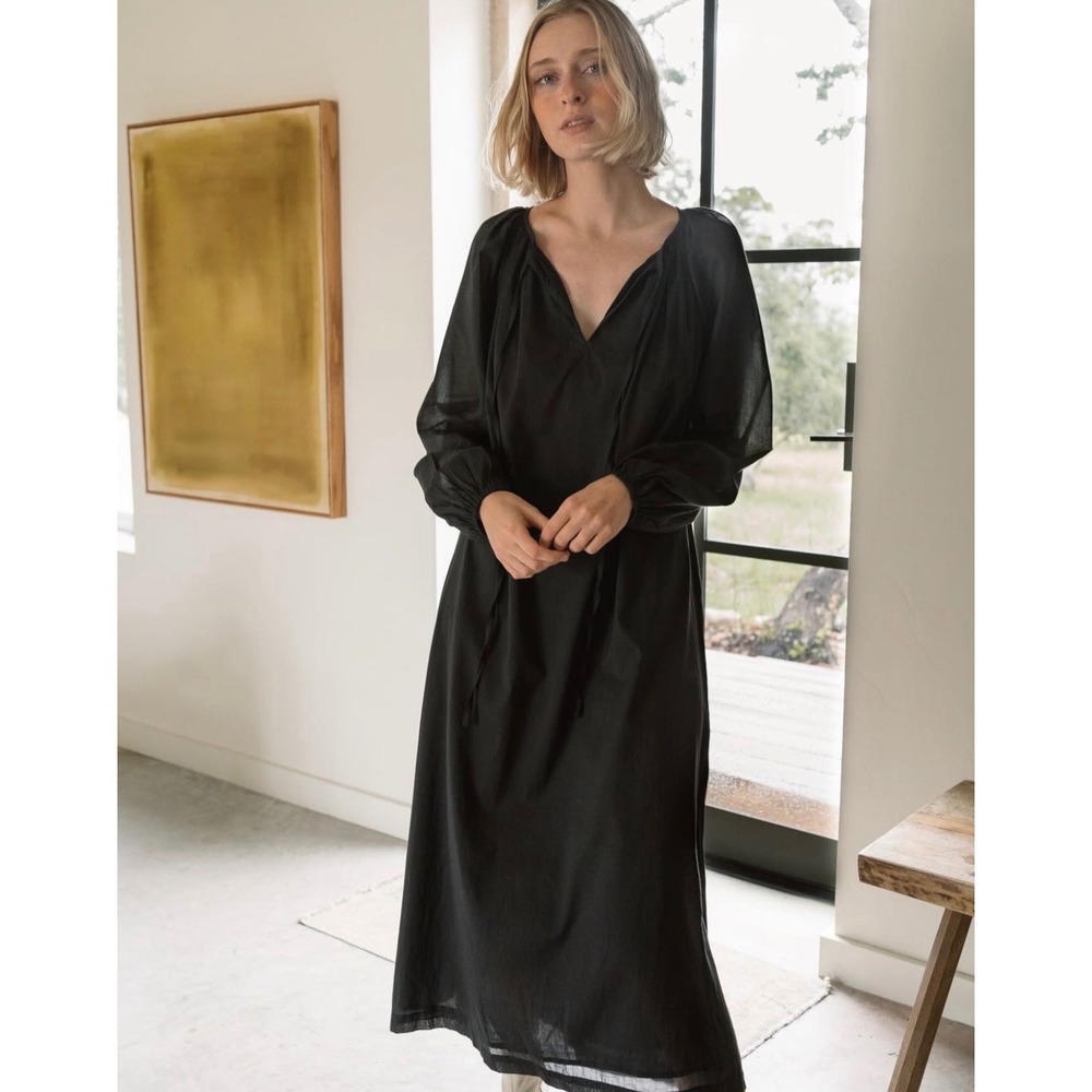 Laude the Label Lagom Coastal Minimalist Organic Cotton Emilie Maxi Dress XS S - Picture 3 of 9